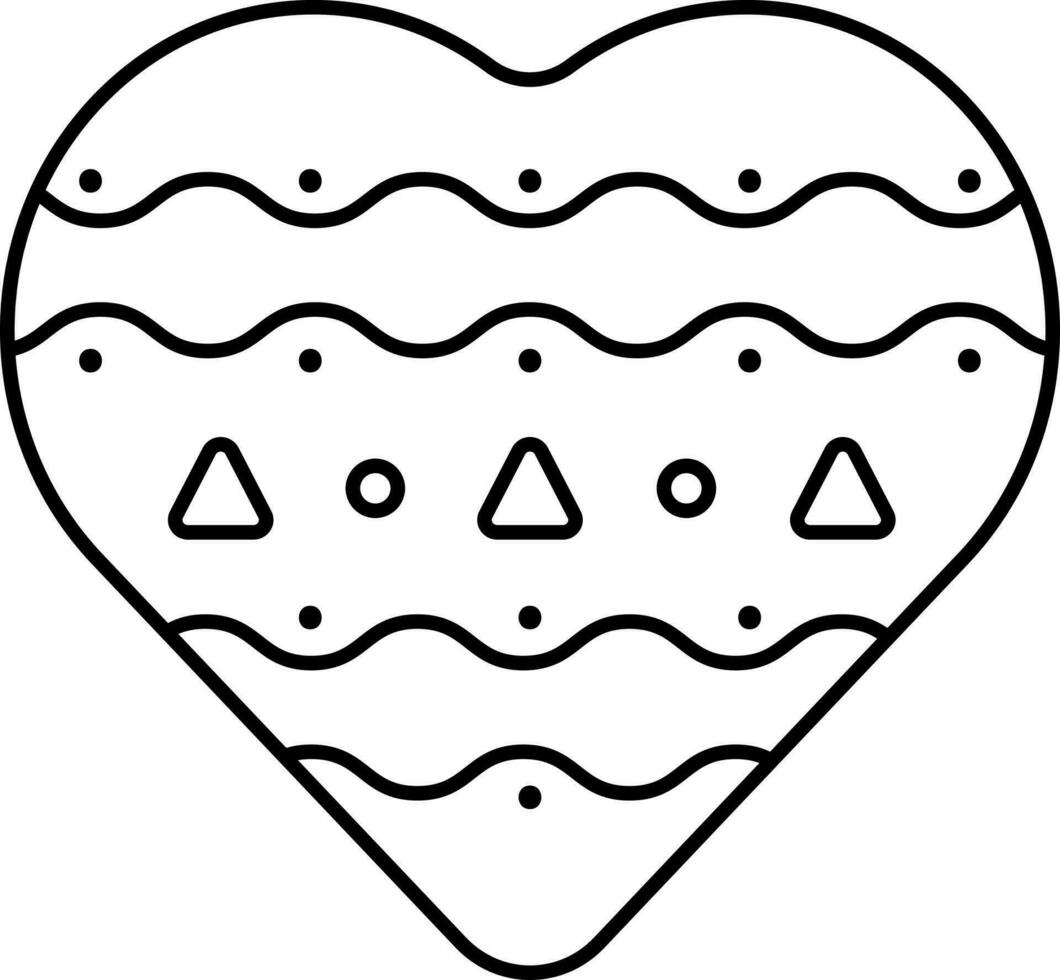 Waving Heart Icon In Black Line Art. vector