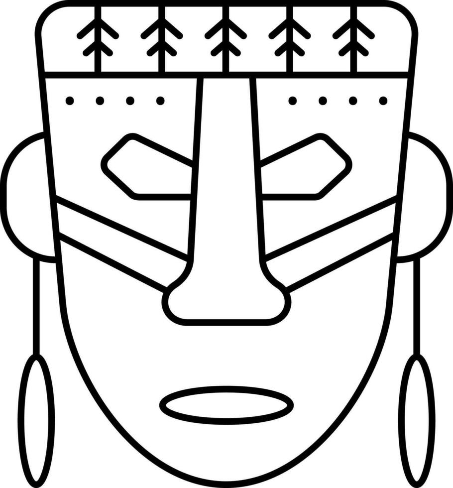 Aztec Or Bohemian Face Mask Icon In Line Art. vector