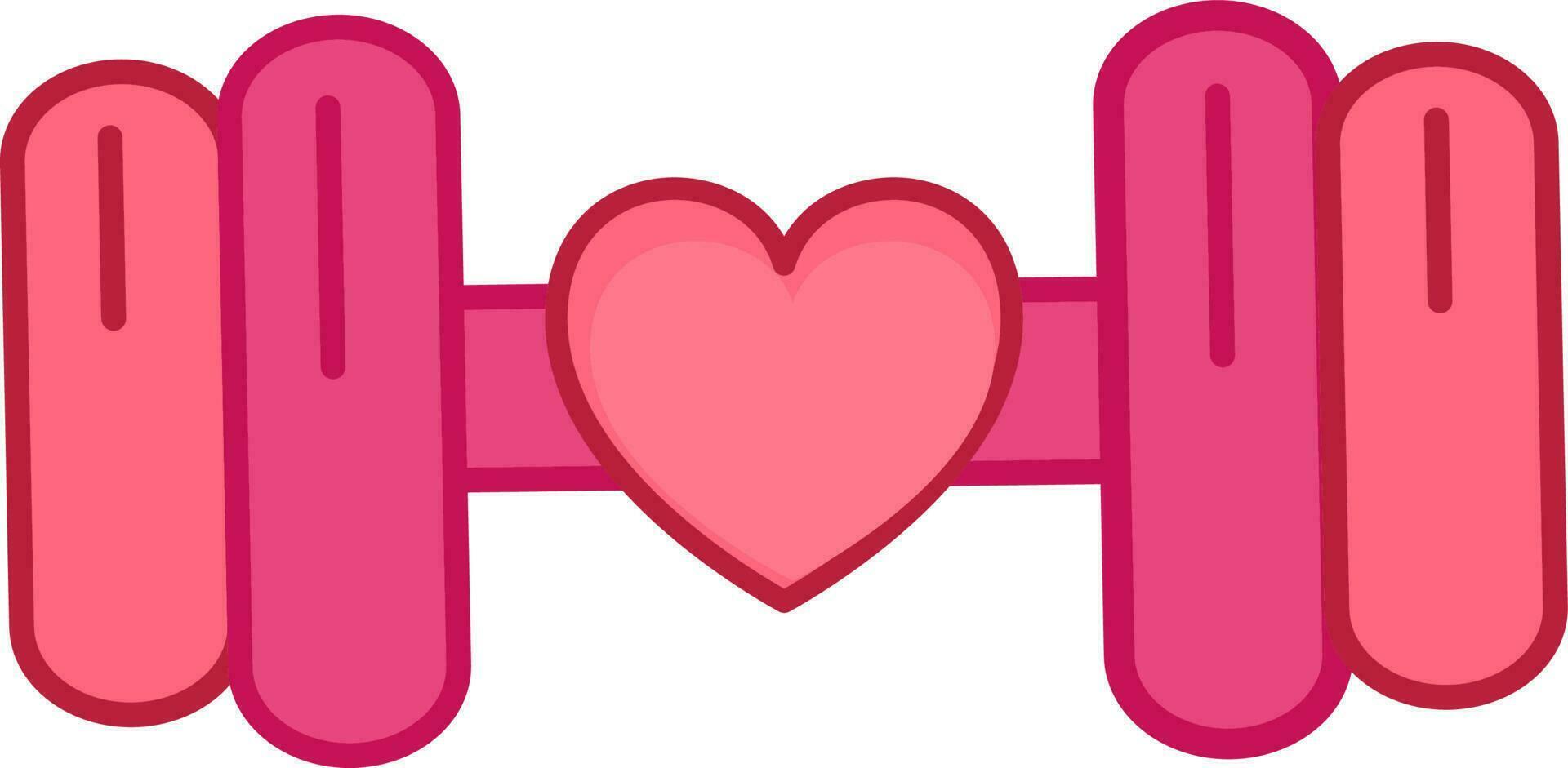 Isolated Heart Dumbbell Icon In Pink Color. vector
