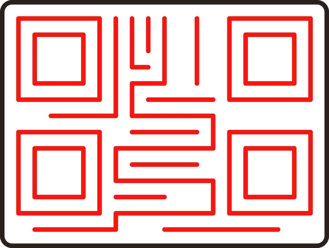 Red Qr Code Icon In Lineal Style. vector