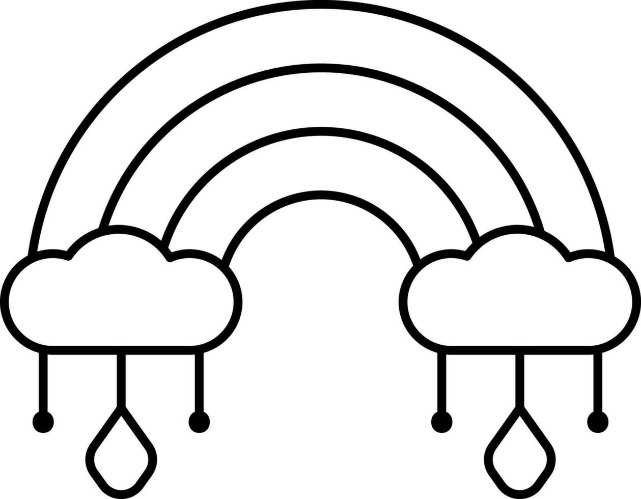 Rainbow Cloud Dreamcatcher Icon In Black Linear Art. vector