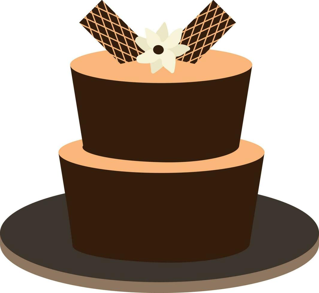 2-Tier Delicious Cake Icon In Brown Color. vector