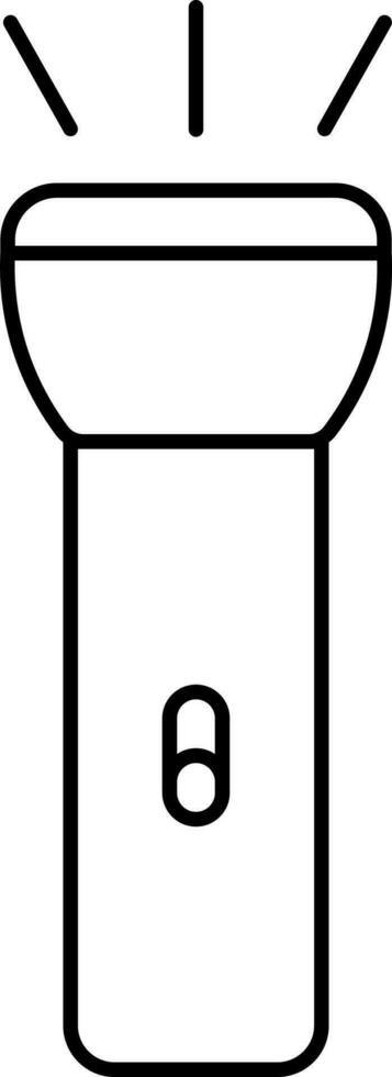 Burning Flash Light Black Line Art Icon. vector