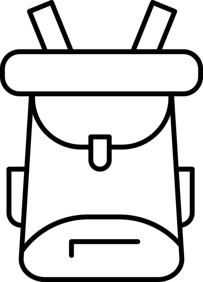 Isolated Backpack Icon In Black Outline. vector