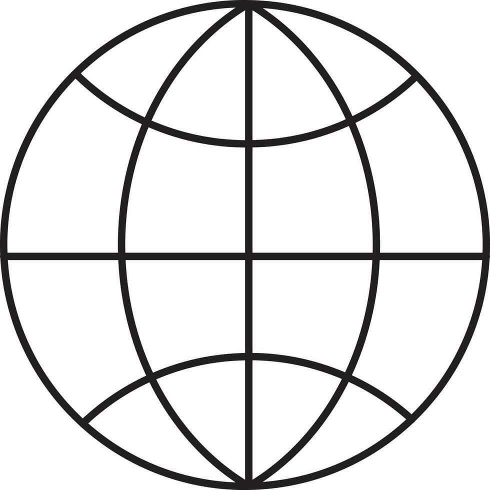 Isolated Globe Icon In Black Line Art. vector