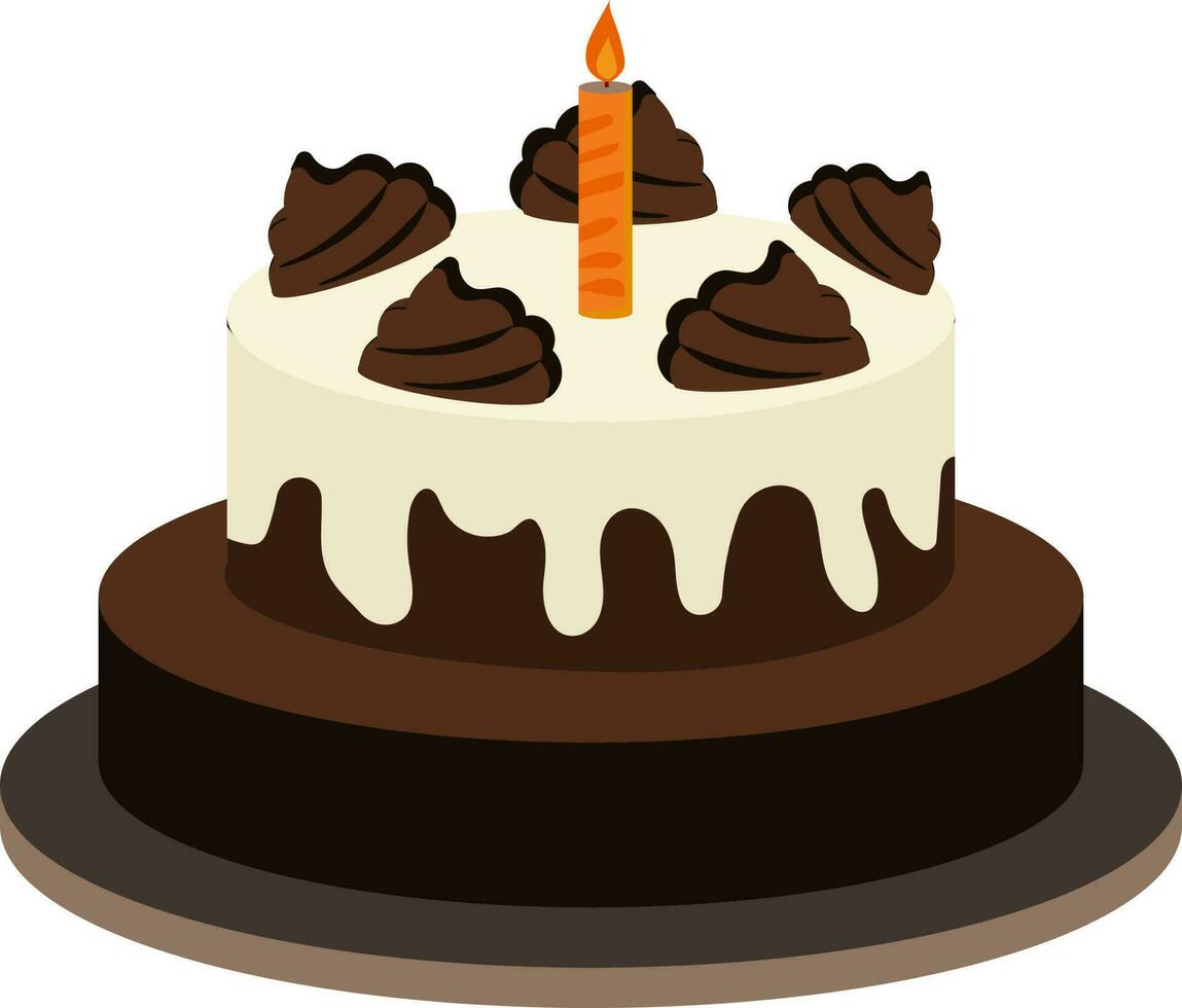 2-Tier Delicious Cake Icon In Brown And White Color. vector