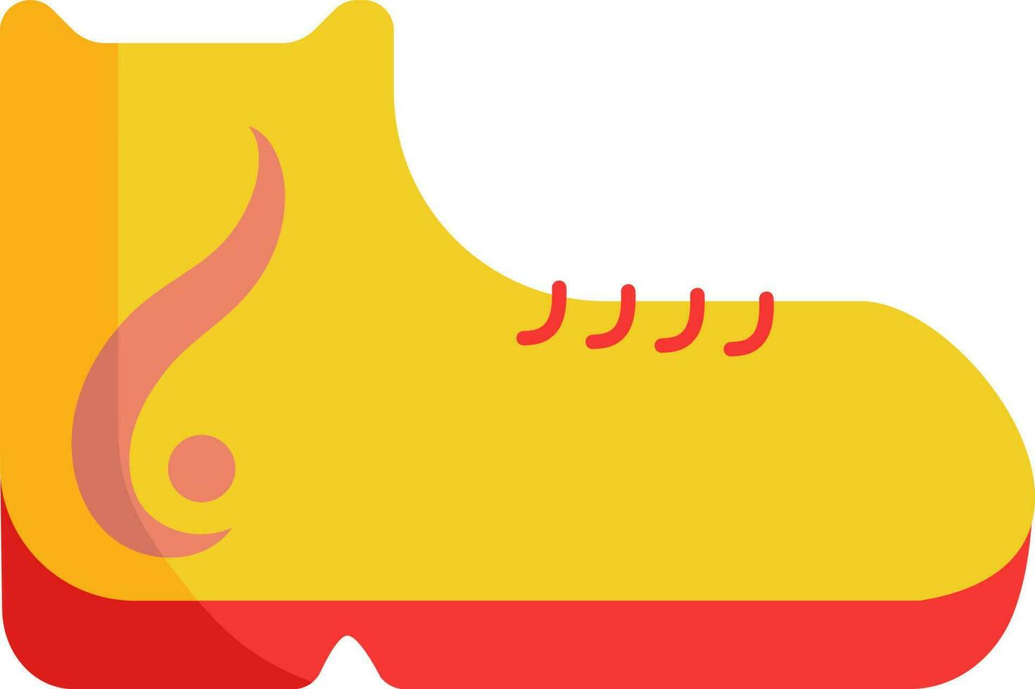 Yellow And Red Sport Shoes Icon In Flat Style. vector