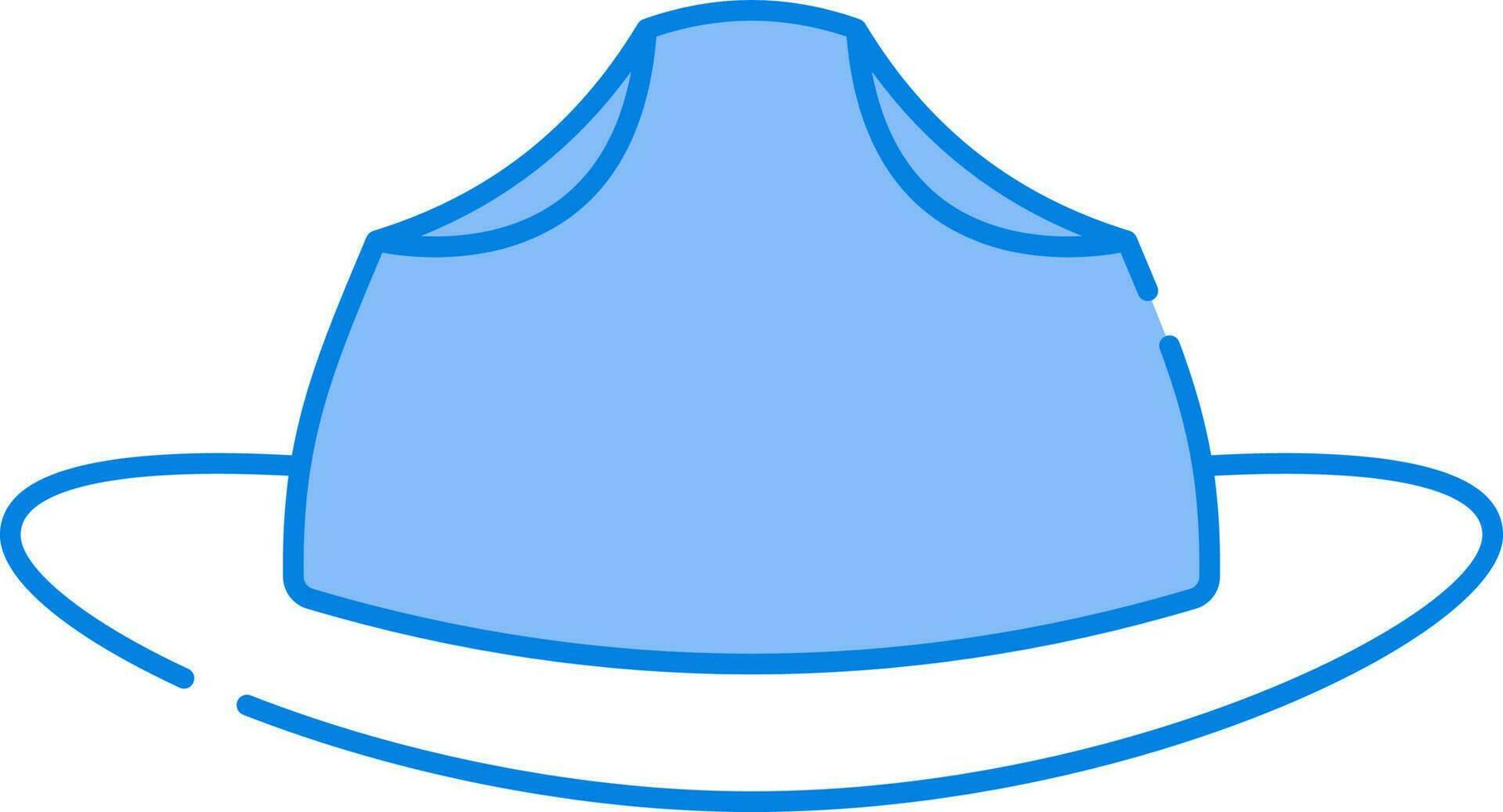 Blue And White Mountie Hat Icon iN Flat Style. vector