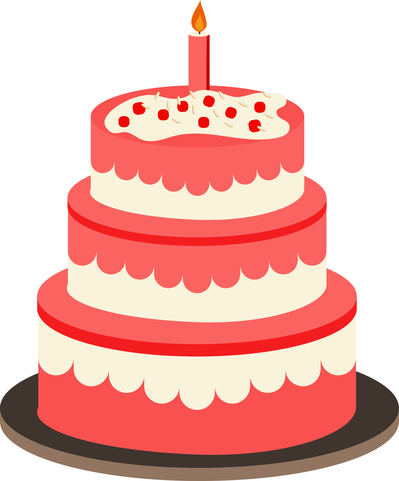 Decorative 3-Tier Cake Icon In Red And White Color. 24146431 Vector Art