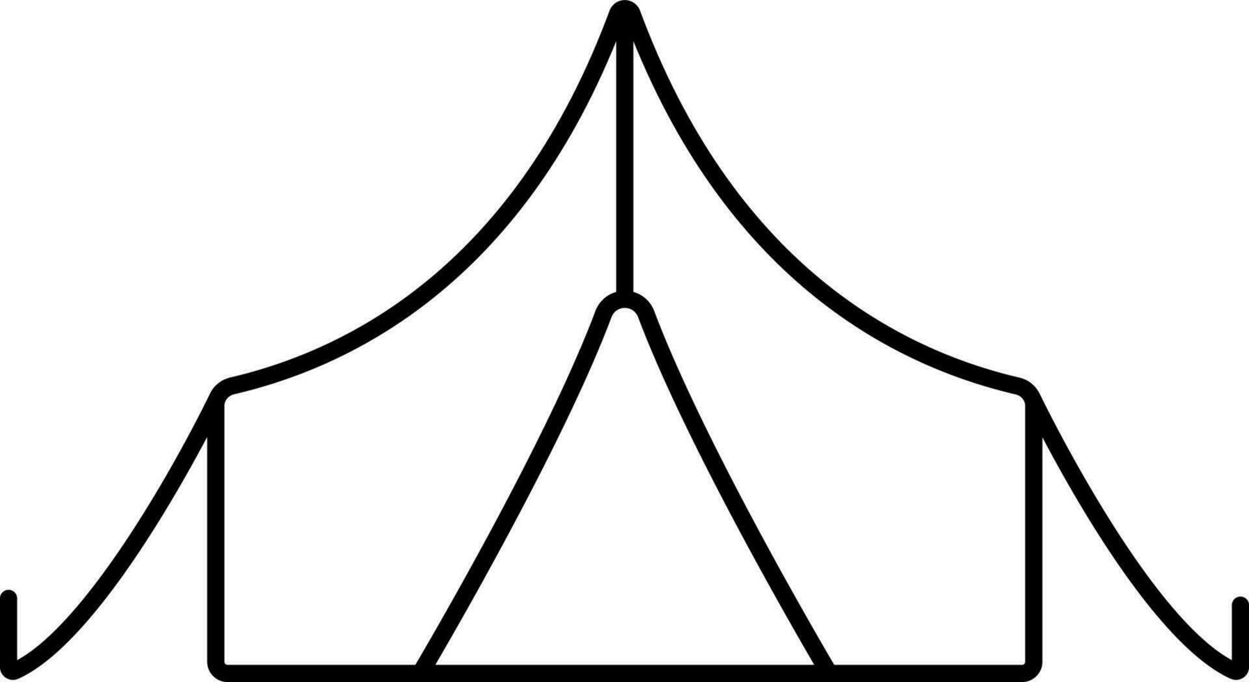 Black Thin Line Art Tent Icon Or Symbol. vector