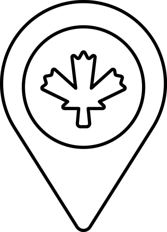 Canada Location Point Icon In Black Outline. vector