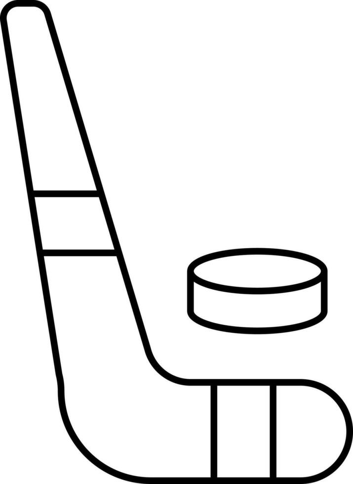 Hockey Stick And Puck Black Outline Icon. vector