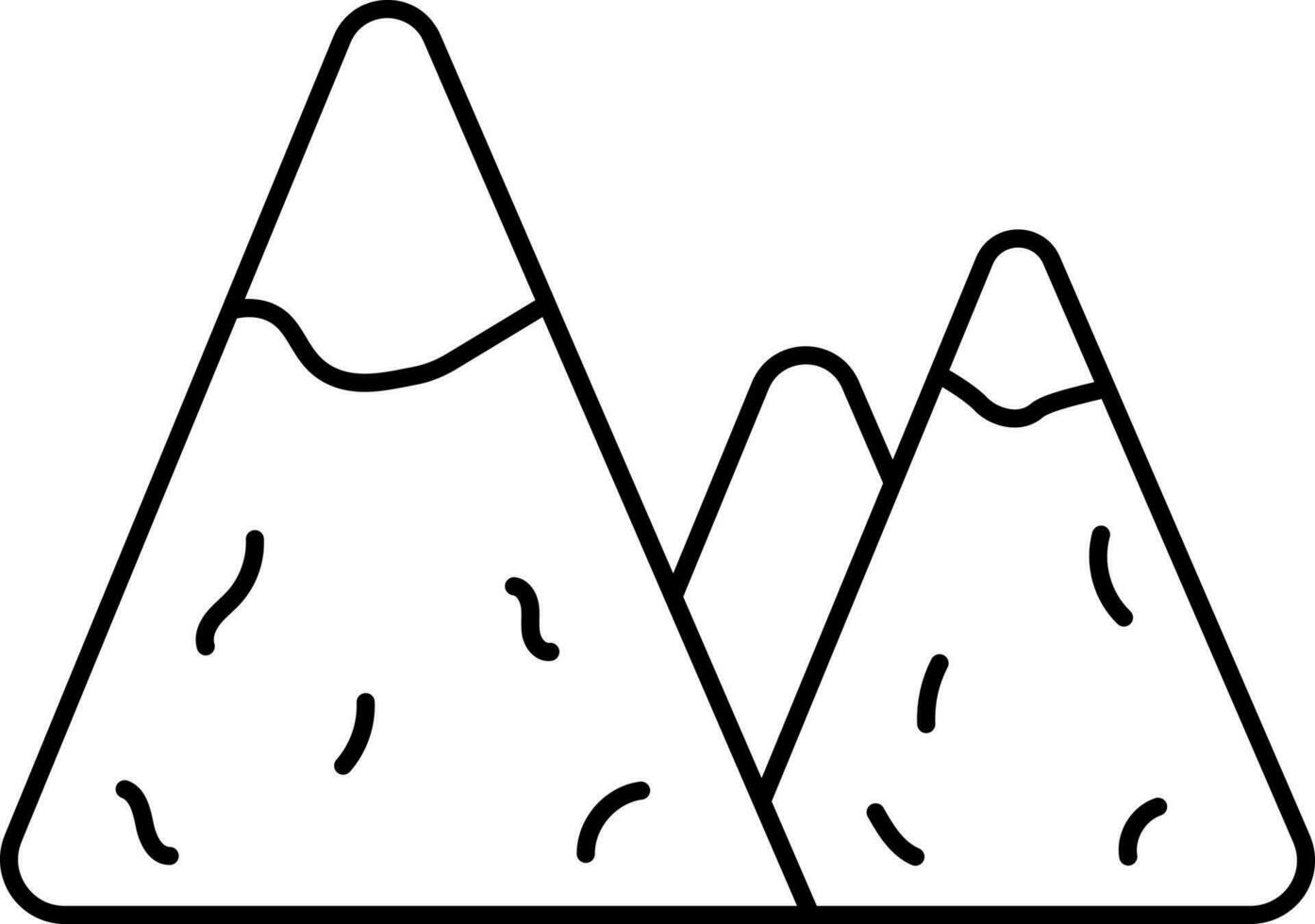 Snow Mountains Black Stroke Icon Or Symbol. vector