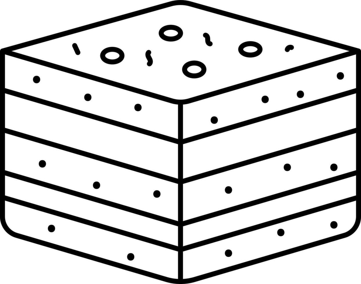 Nanaimo Bar Dish Icon In Black Line Art. vector