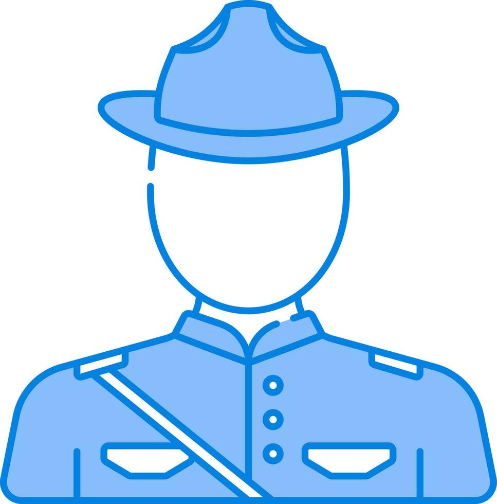 Faceless Canadian Office Cartoon Blue And White Icon. vector