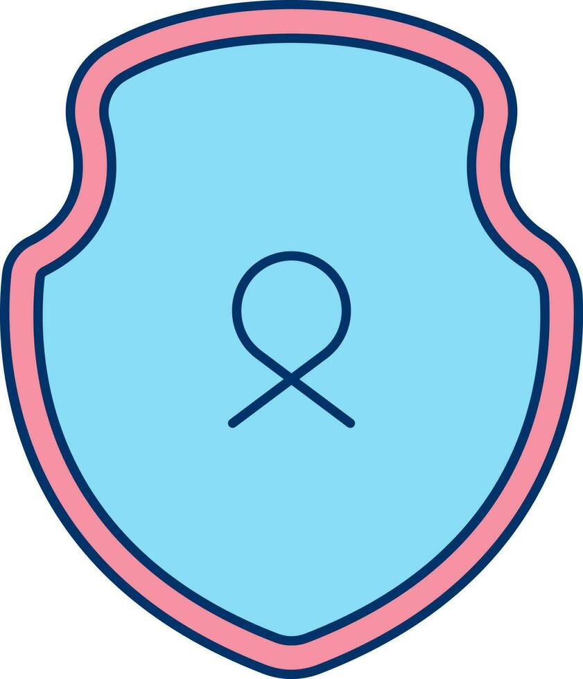Awareness Ribbon With Shield Red And Blue Icon. vector