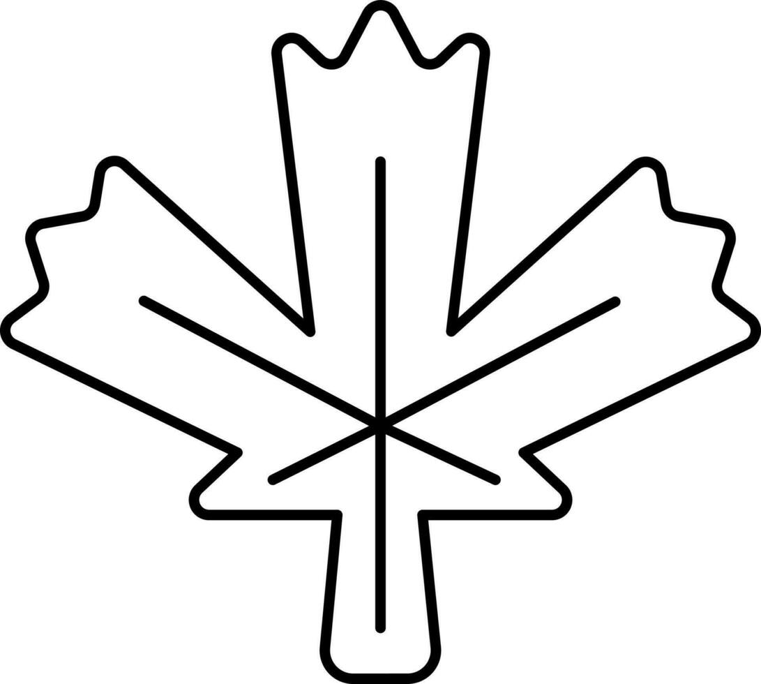 Black Line Art Illustration Of Maple Leaf Icon. vector