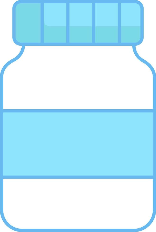Blue And White Supplement Bottle Flat Icon. vector