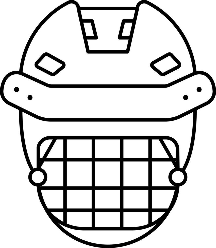 Hockey Helmet Black Line Art Icon. vector