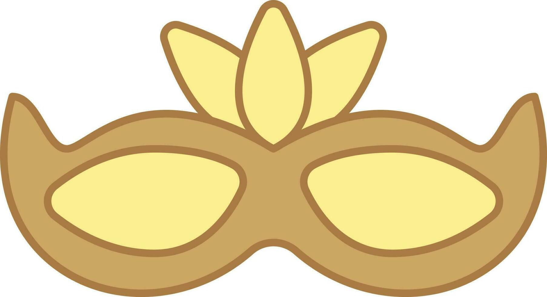 Feather Mask Yellow And Brown Icon In Flat Style. vector