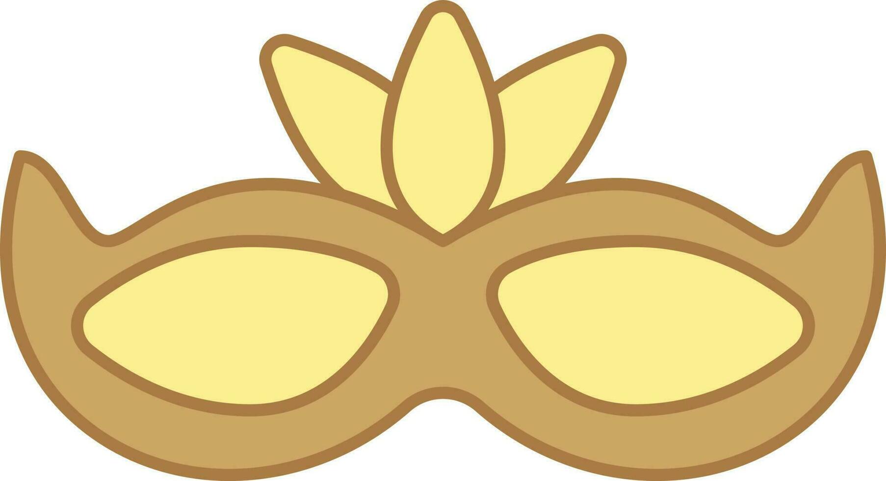 pluma máscara amarillo y marrón icono en plano estilo. vector