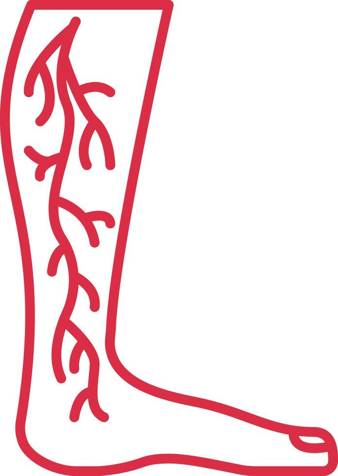 Varicose Veins Icon In Red Line Art. vector
