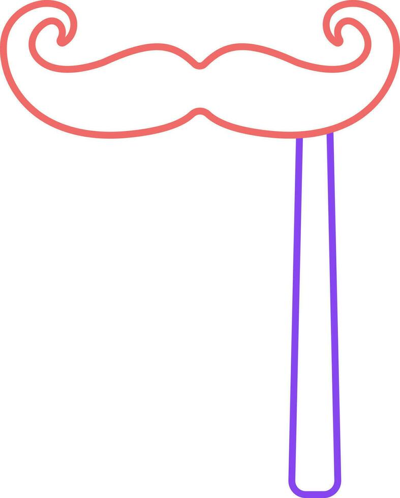 Isolated Mustache Party Stick Mask Red And Purple Stroke Icon. vector