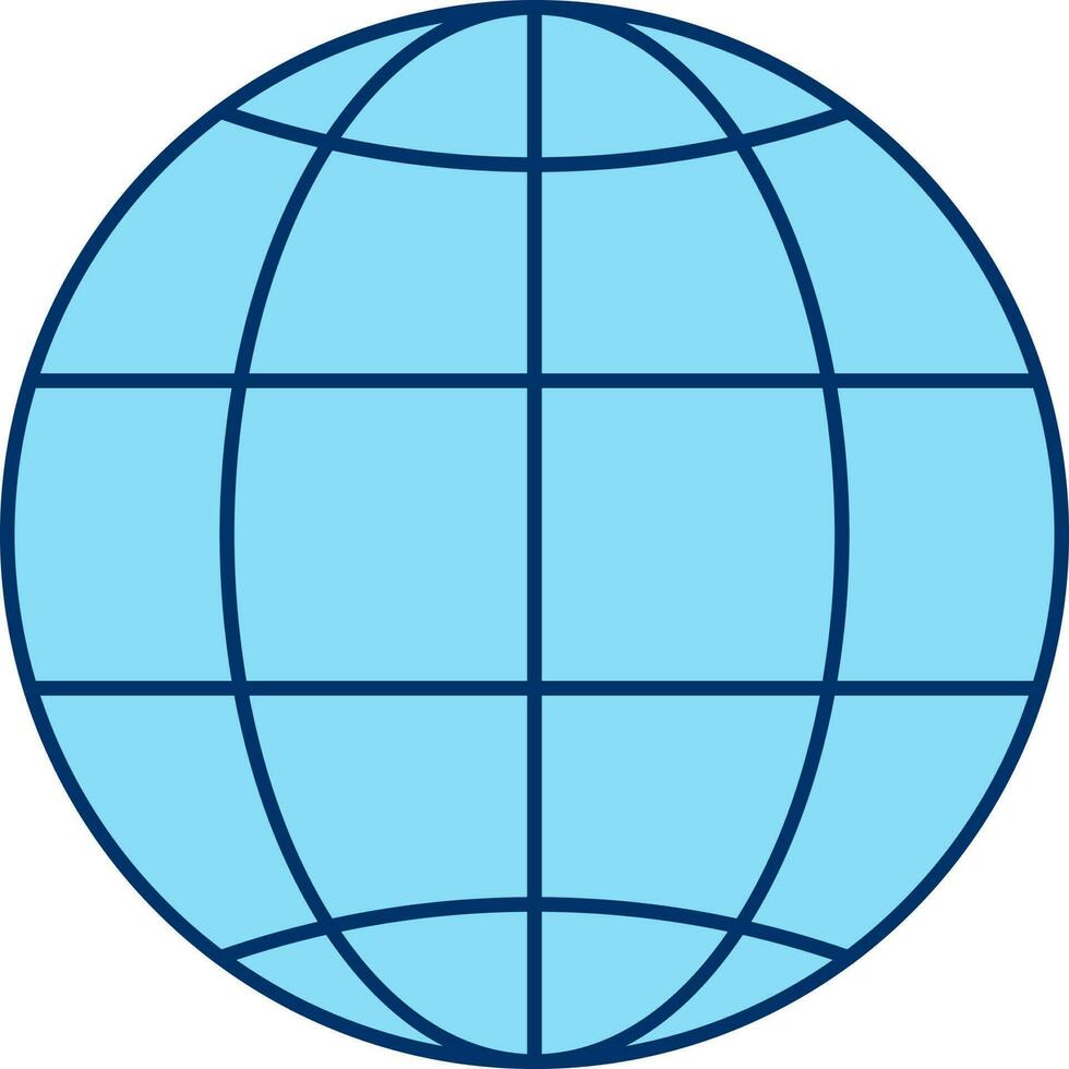 Flat Style Globe Icon In Blue Color. vector