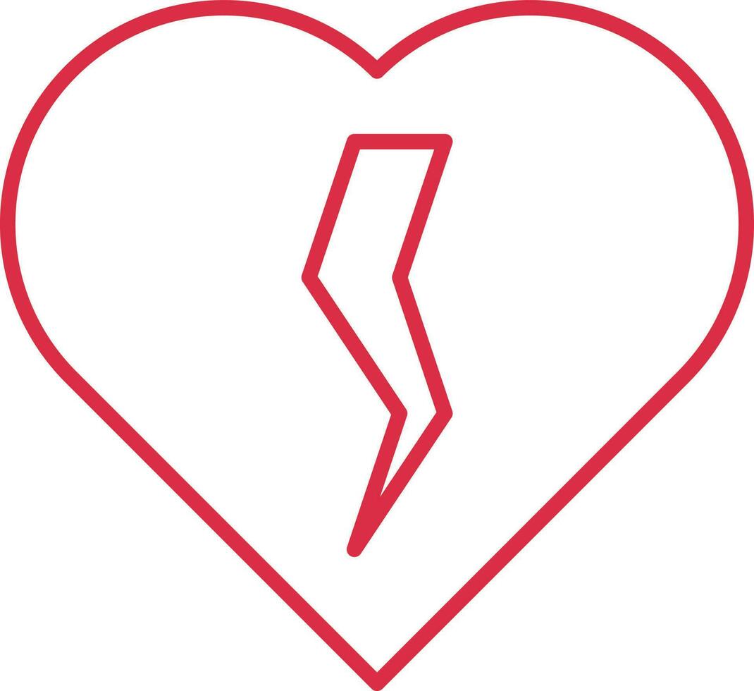 Heart Attack Icon In Red Line Art. vector