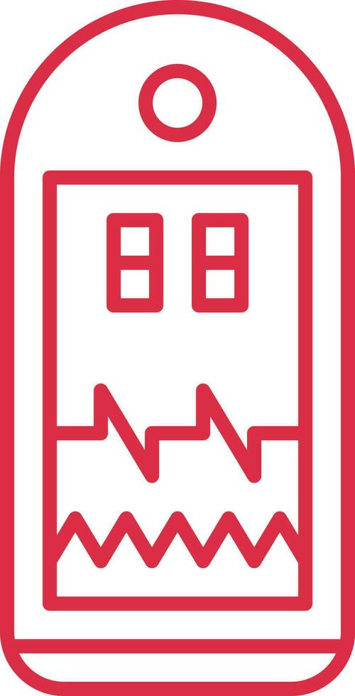 Pulse Oximeter Icon In Red Line Art. vector