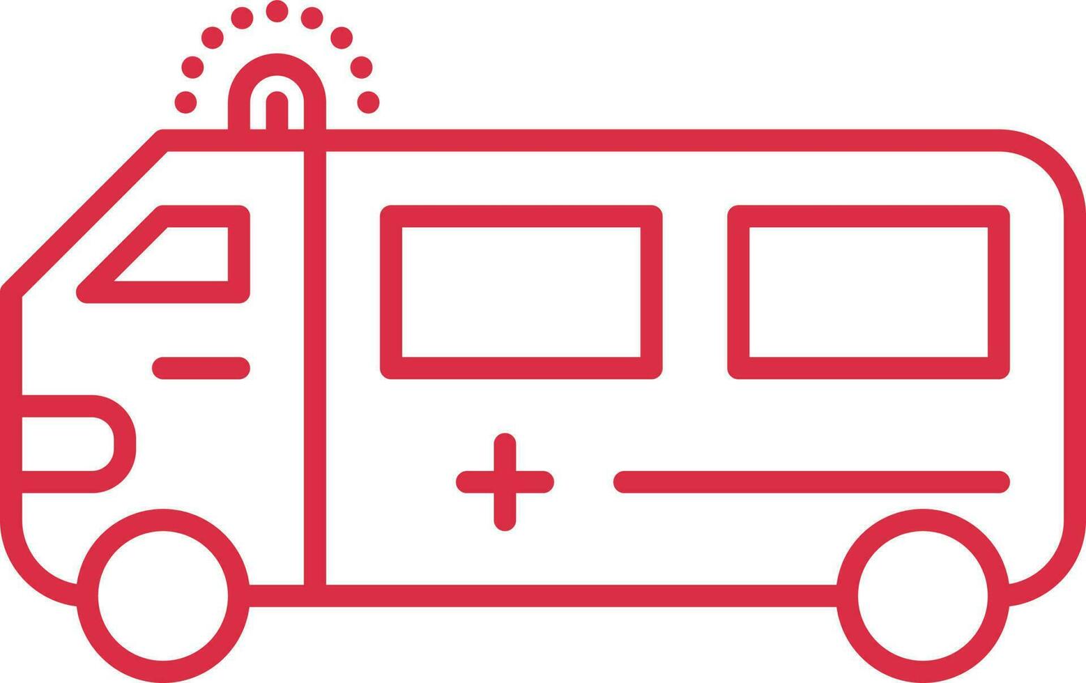 Ambulance Icon In Red Linear Art. vector