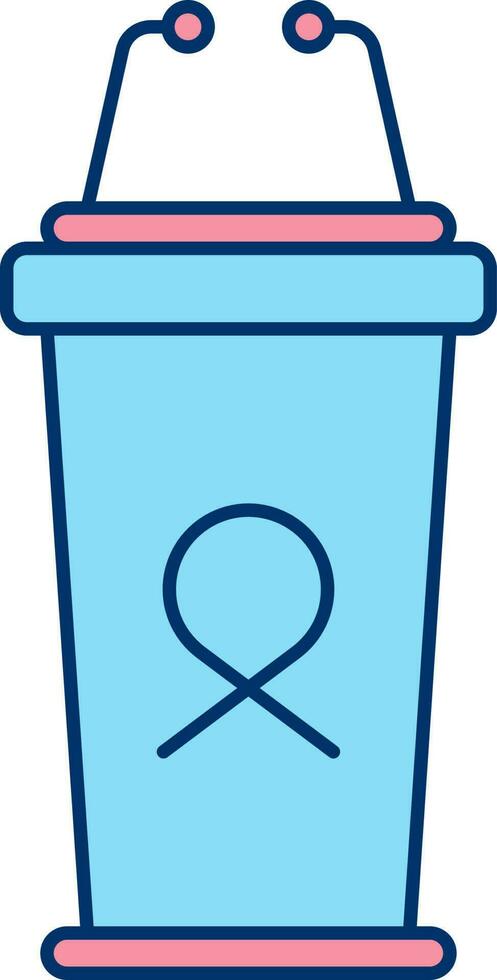 World Cancer Day Mic Podium Icon In Red And Blue Color. vector