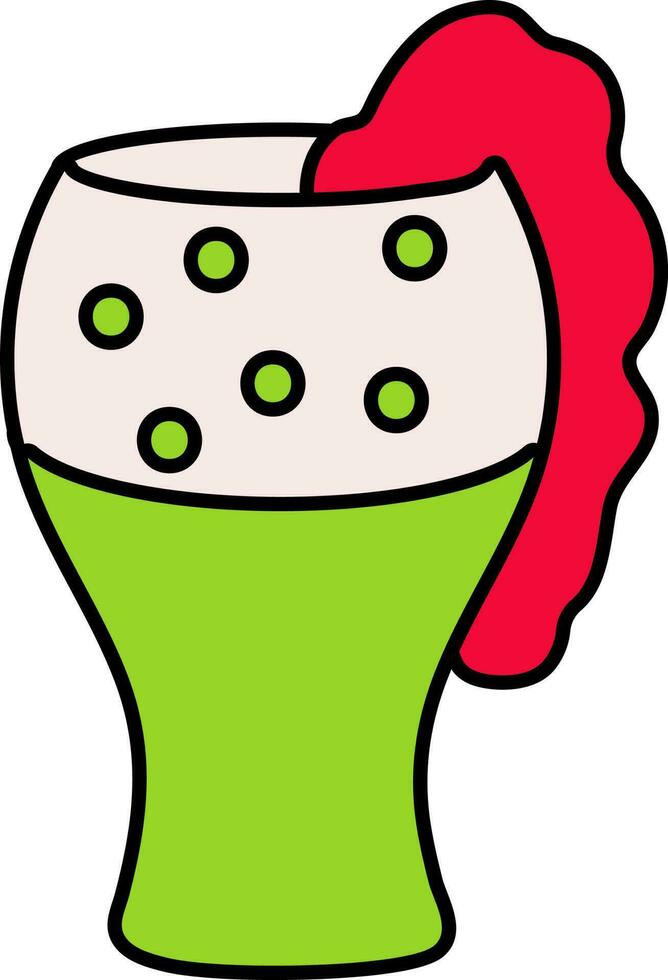 Beer Glass Icon In Red And Green Color. vector