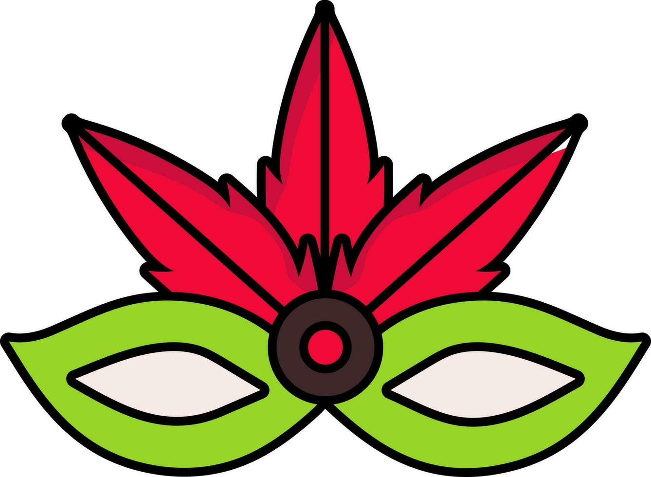 Masquerade Mask Icon In Red And Green Color. vector