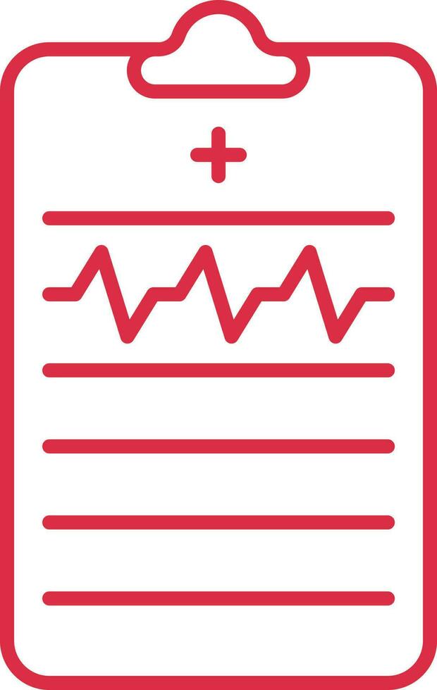 Hear Report On Clipboard Icon In Red Outline. vector