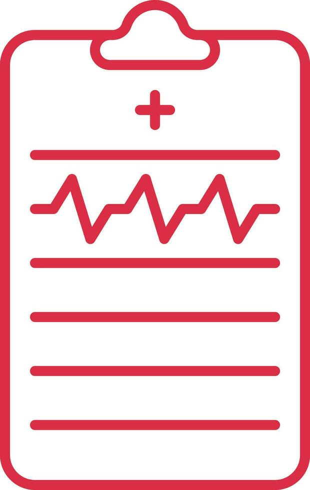 Hear Report On Clipboard Icon In Red Outline. vector