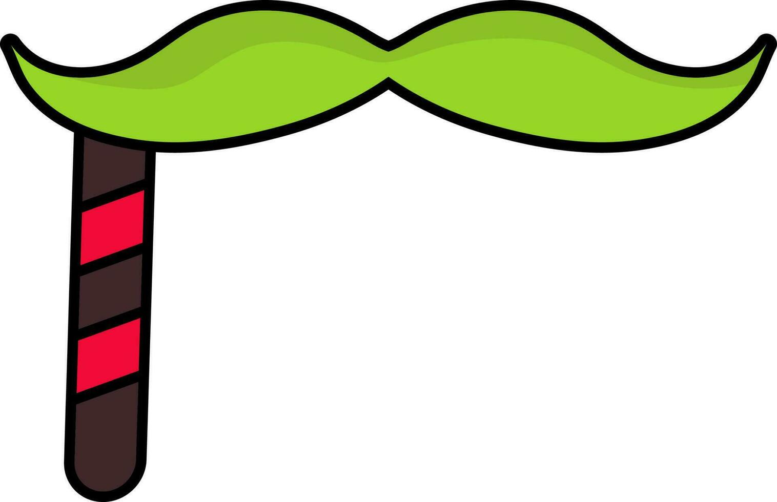 Green Mustache Stick Icon In Flat Style. vector