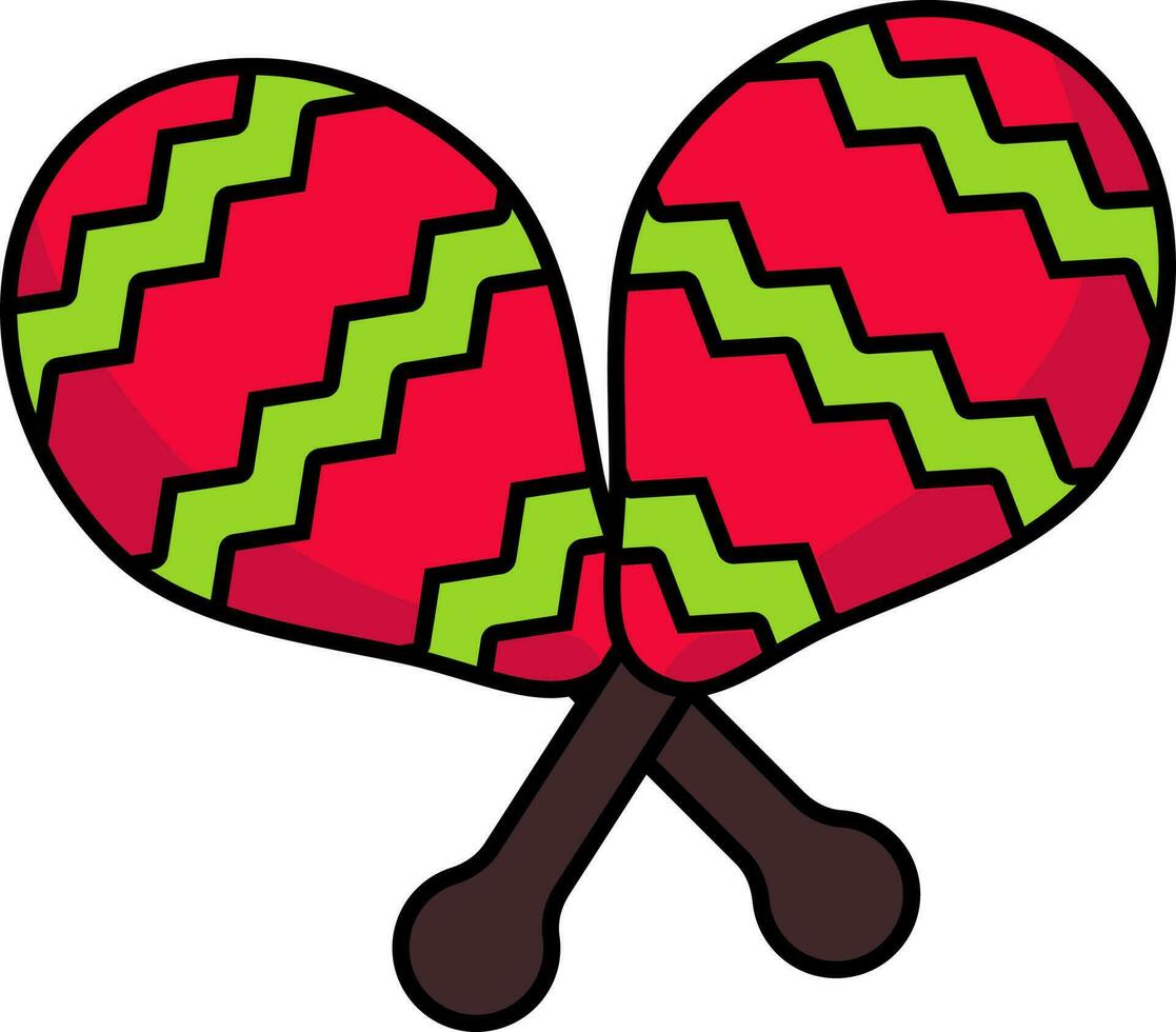 cruzar maracas icono en rojo y verde color. vector