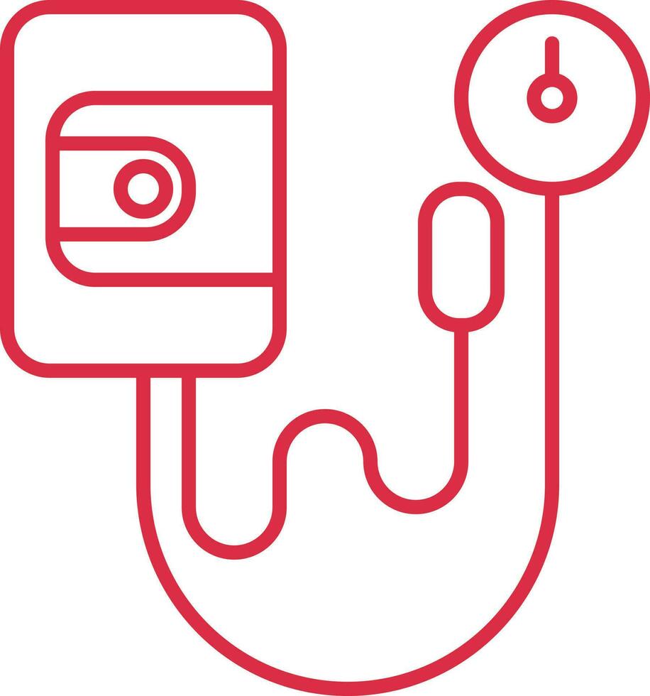 Android BP Machine Icon In Red Outline. vector