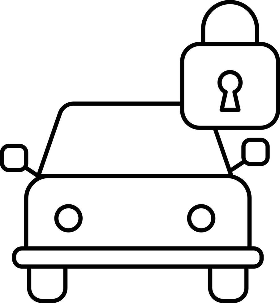 Thin Linear Of Car Or Auto Lock Icon. vector