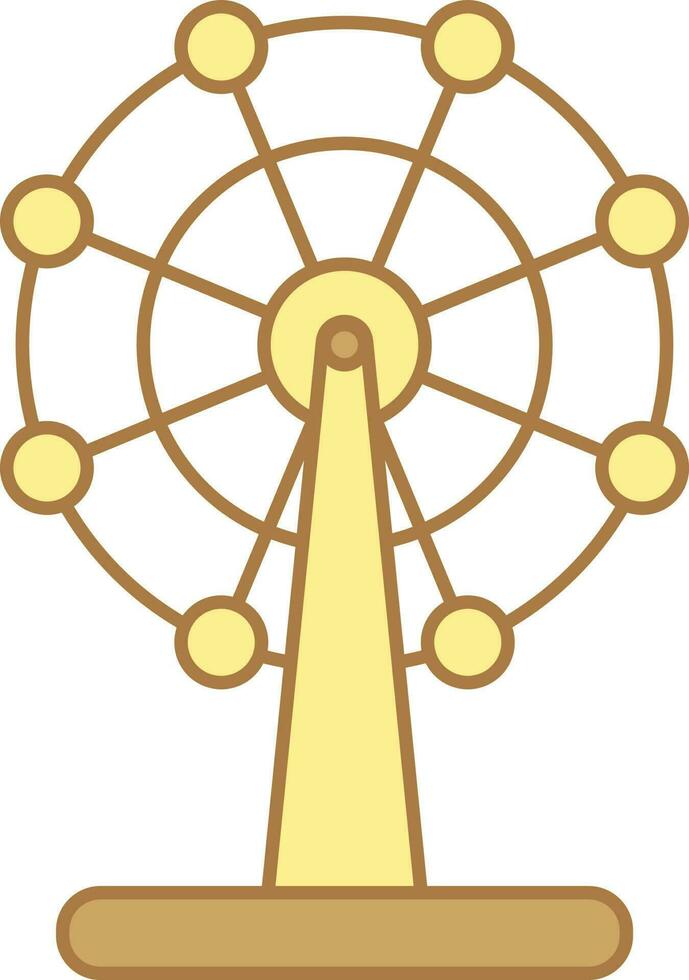 Yellow And Brown Ferris Wheel Icon. vector