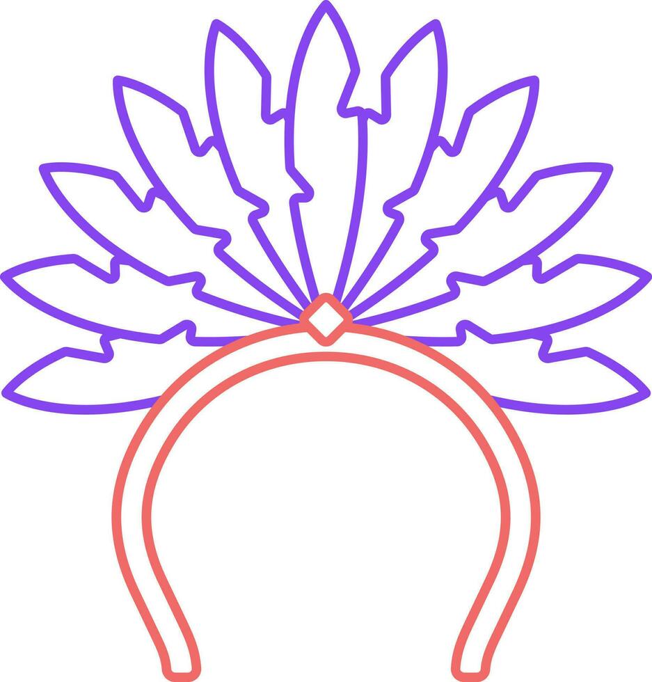 Feather Headband Purple And Red Stroke Icon. vector