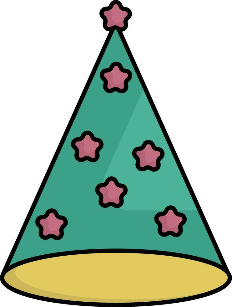 Stars Pattern Party Cap Icon In Tricolor. vector