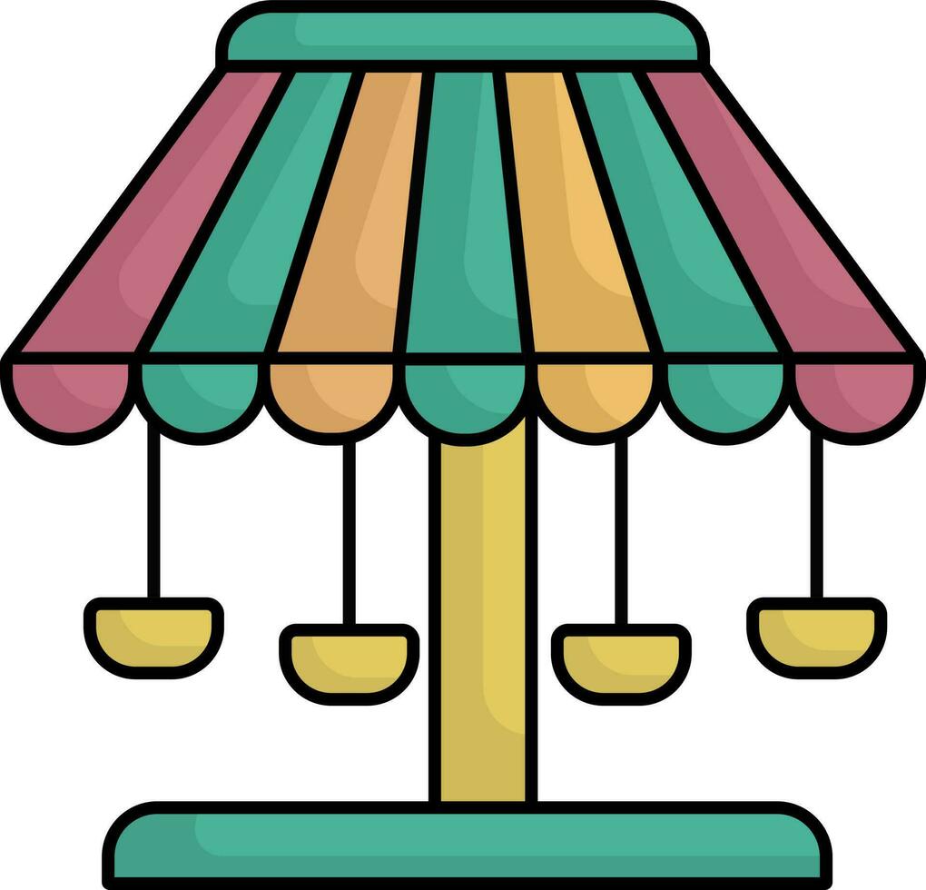 Flat Illustration of Colorful Carousel Swing Icon. vector