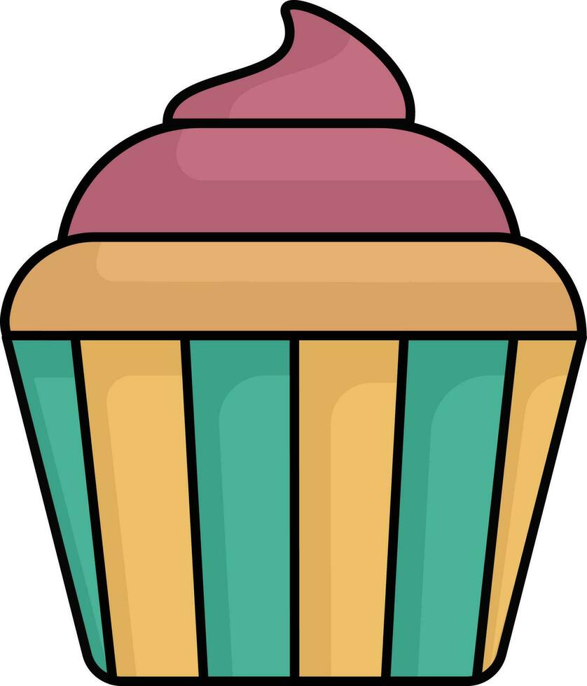 Colorful Cupcake Icon In Flat Style. vector