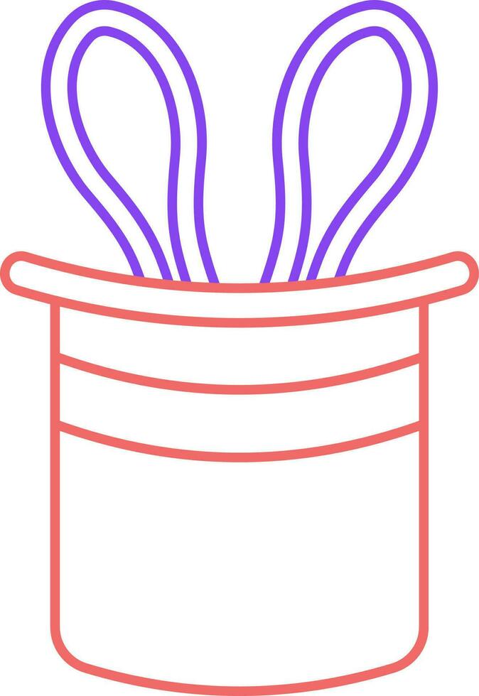 Magic Trick Bunny Hat Red And Purple Linear Icon. vector