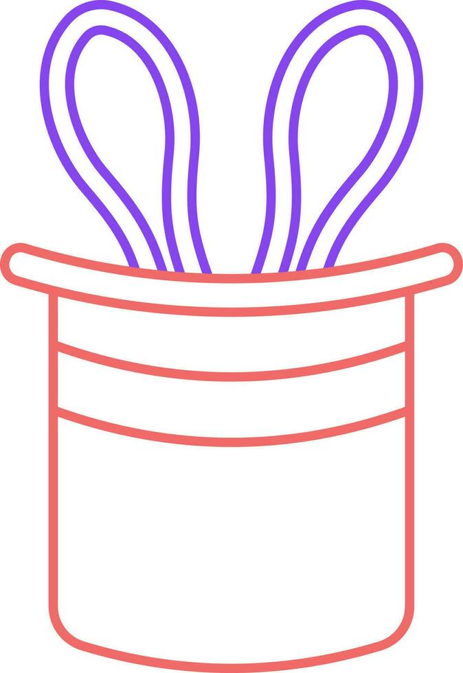 Magic Trick Bunny Hat Red And Purple Linear Icon. vector