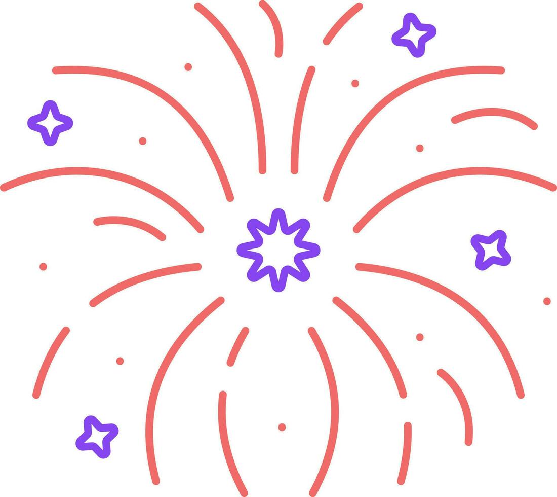 Red And Blue Line Art Bursting Firework Light Star Icon. vector