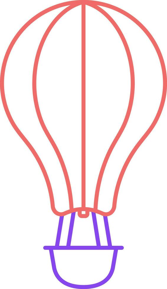 Isolated Hot Air Balloon Red And Purple Outline Icon. vector