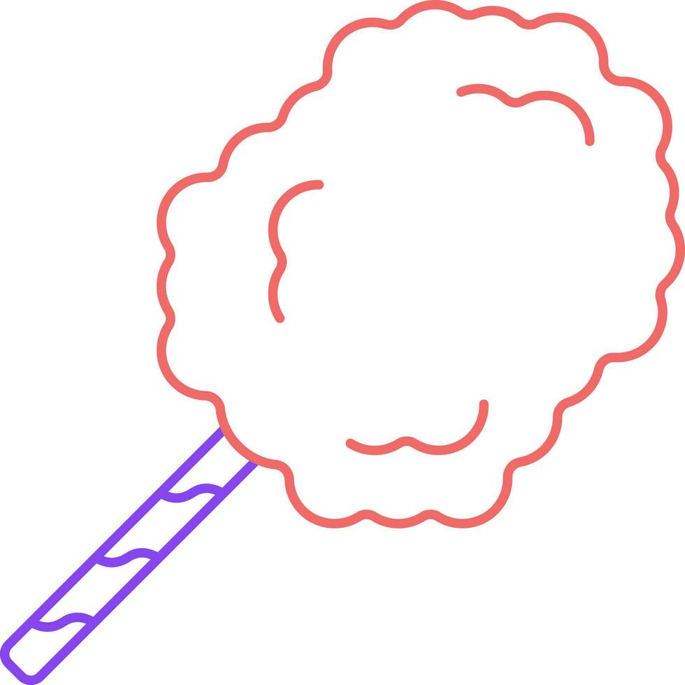 Red And Purple Line Art Illustration Of Candy Floss Icon. vector